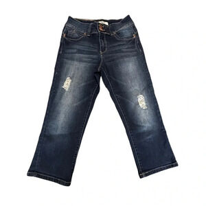 Wanna Better Butt by‎ YMI women's 7/28 blue distressed ripped capris jeans